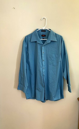 J Garcia Mens Collared Button Front Shirt. XL 17 1/2 32/33. Long Sleeve Blue