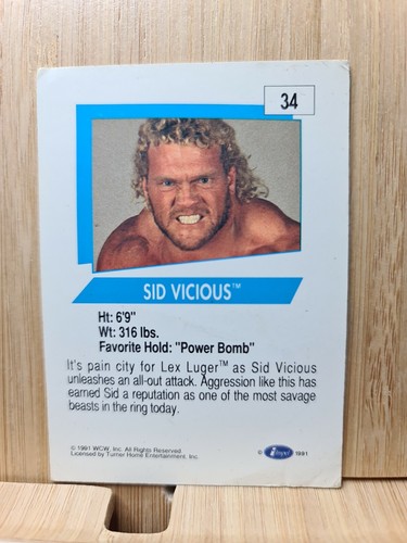 SID VICIOUS🏆1991 WCW Impel #34 Wrestling Card🏆FREE POST - Picture 2 of 2