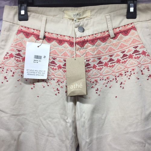 NEW VANESSA BRUNO ATHE' Beige/Tan Embroidery Pants Size 36 Straight leg 30x28 - Picture 3 of 5