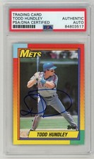 TODD HUNDLEY Signed 1990 Topps Traded Rookie Card #44T PSA -  NY METS Baseball