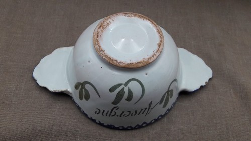 GRAND BOL A OREILLES FAIENCE CHAROLLES DECOR COQ FLEUR AUVERGNE - Picture 11 of 12