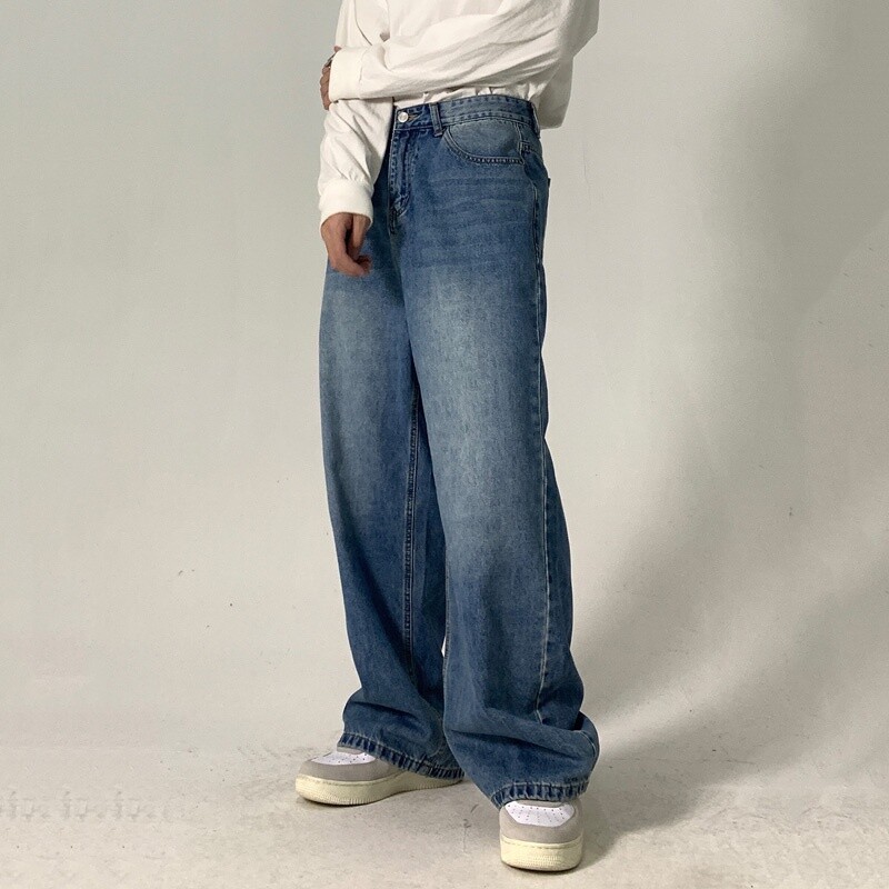 Herren Baggy Jeans Y2K Vintage – Weites Bein, Lässige Lockere Passform Aus Stretch-Denim