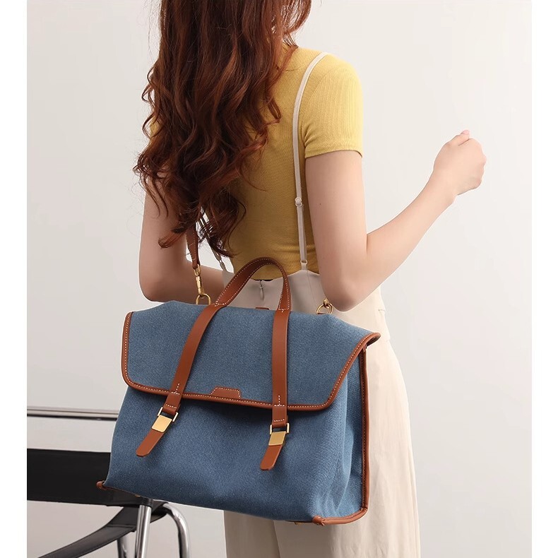 Songmont New Backpack Canvas Denim Briefcase Computer Bag Large