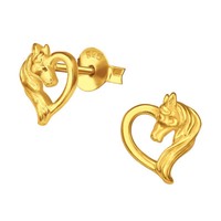 Herz Mit Pferd Ohrstecker Sterling Silber 925 Vergoldet Kinder Ohrringe Geschenk