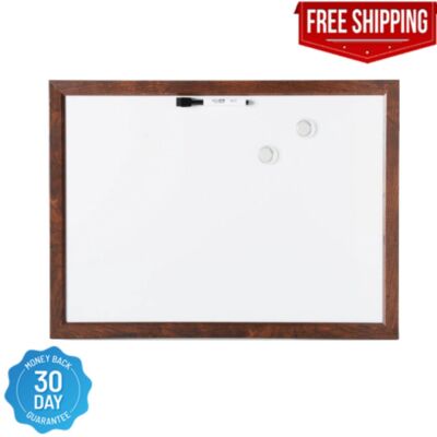 Magnetic Dry Erase White Board With Wooden Frame, Easy to write & clean, 17''X23''
