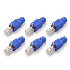 Tool Free RJ45 CAT6 Connector Plug Gold Plated Field Termination Network 6 Pack