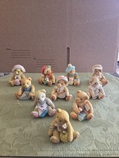 1990's Enesco Cherished Teddies Figurines Collection Of 10 Numbered And Limited