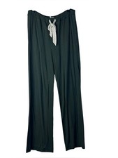 Soma Weekend Dark Green White Drawstring Wide Leg Lounge Pants S