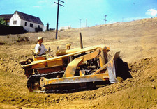 Man Grading/Earth Moving w/ Caterpillar D2 Crawler Tractor: 1940's 35mm Slide