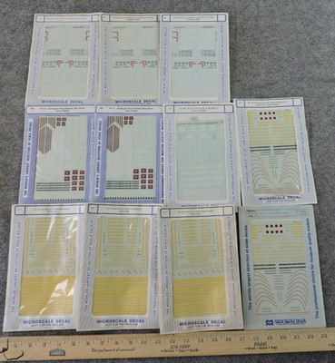Lot of 11 Microscale HO Decals Soo Line Burlington, Northern Pacific