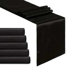 Black Table Runner Satin Table Runners Halloween Tabletop Silk Smooth Fabric ...