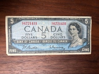 1954 Canada $5 banknote