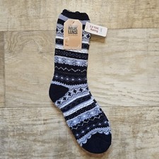 Muk Luks Men's Cabin Slipper Socks 6-11 Black Gray Fair Isle Cozy Warm NWT