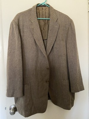 dunhill Brown Tweed Wool Single-Breasted Notch Lapel Blazer Men's Regular