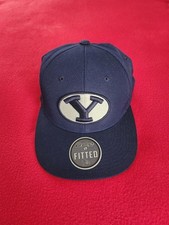 BYU Cougars Hat Cap Mens Fitted 7 1/4 Blue White NCAA Football Zephyr - NWT