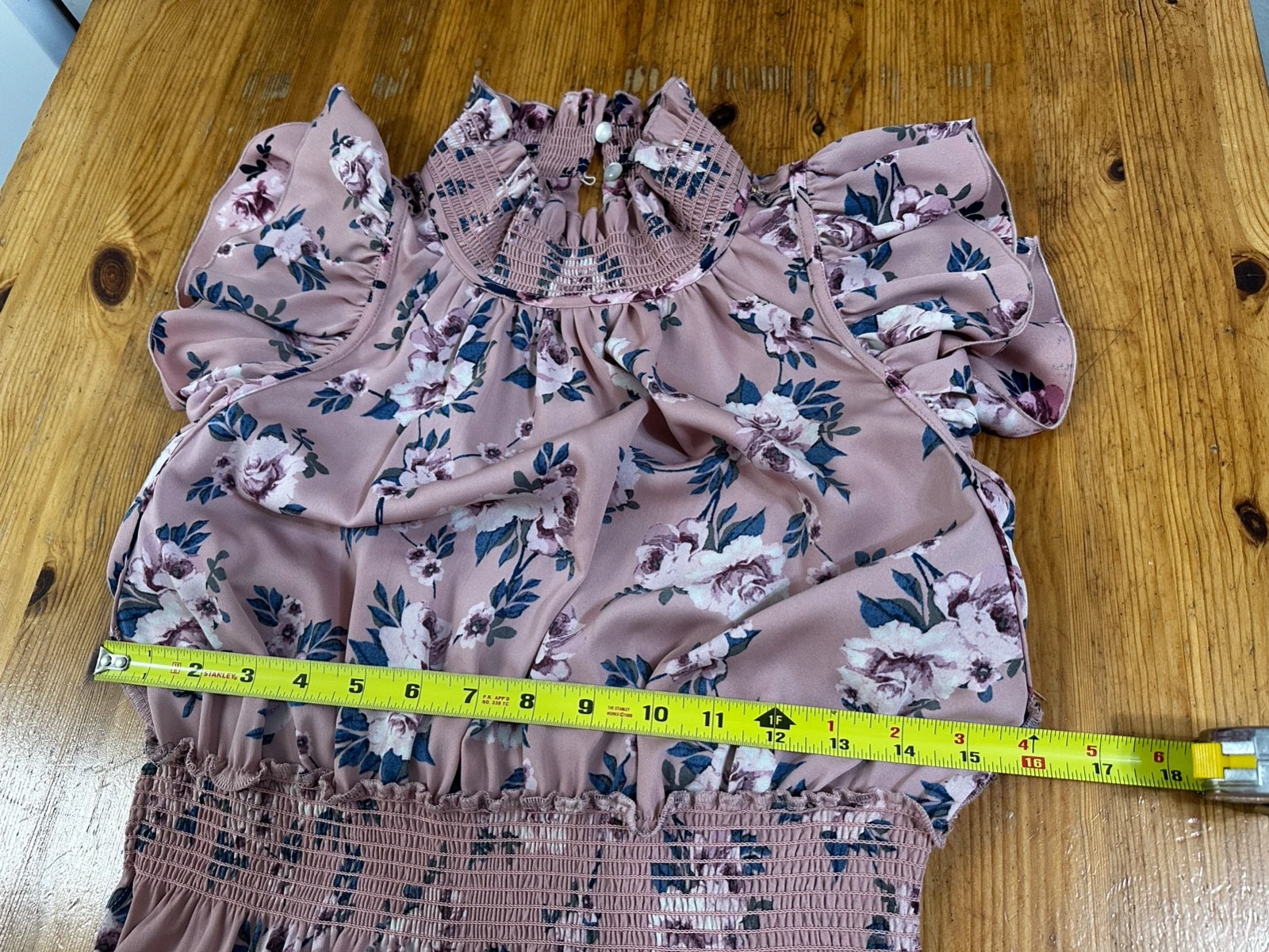 Abito donna Kate Spade increspato rosa prateria finto collo romantico floreale taglia M