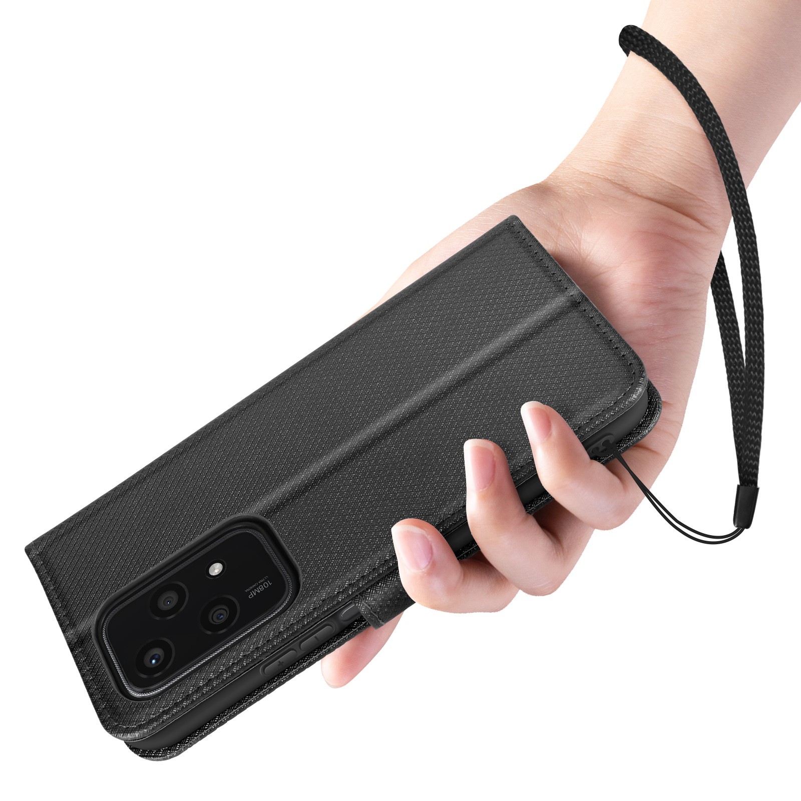 Coque Honor 200 Lite Portefeuille Effet Crosshatch Antichoc avec Support - 4
