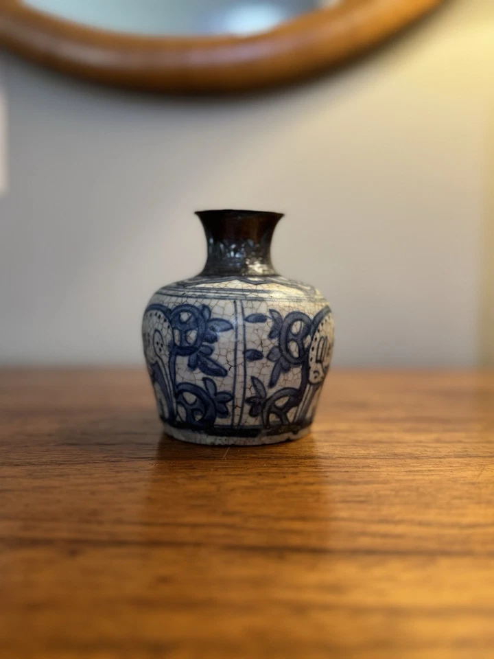 Сине-белая банка династии Мин с серебряной гравировкой / азиатское искусство 16 века - Изображение 3 из 4