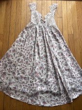 Women s Victoria s Secret Satin Slip Dress Gown Floral Paisley Lace Size MED