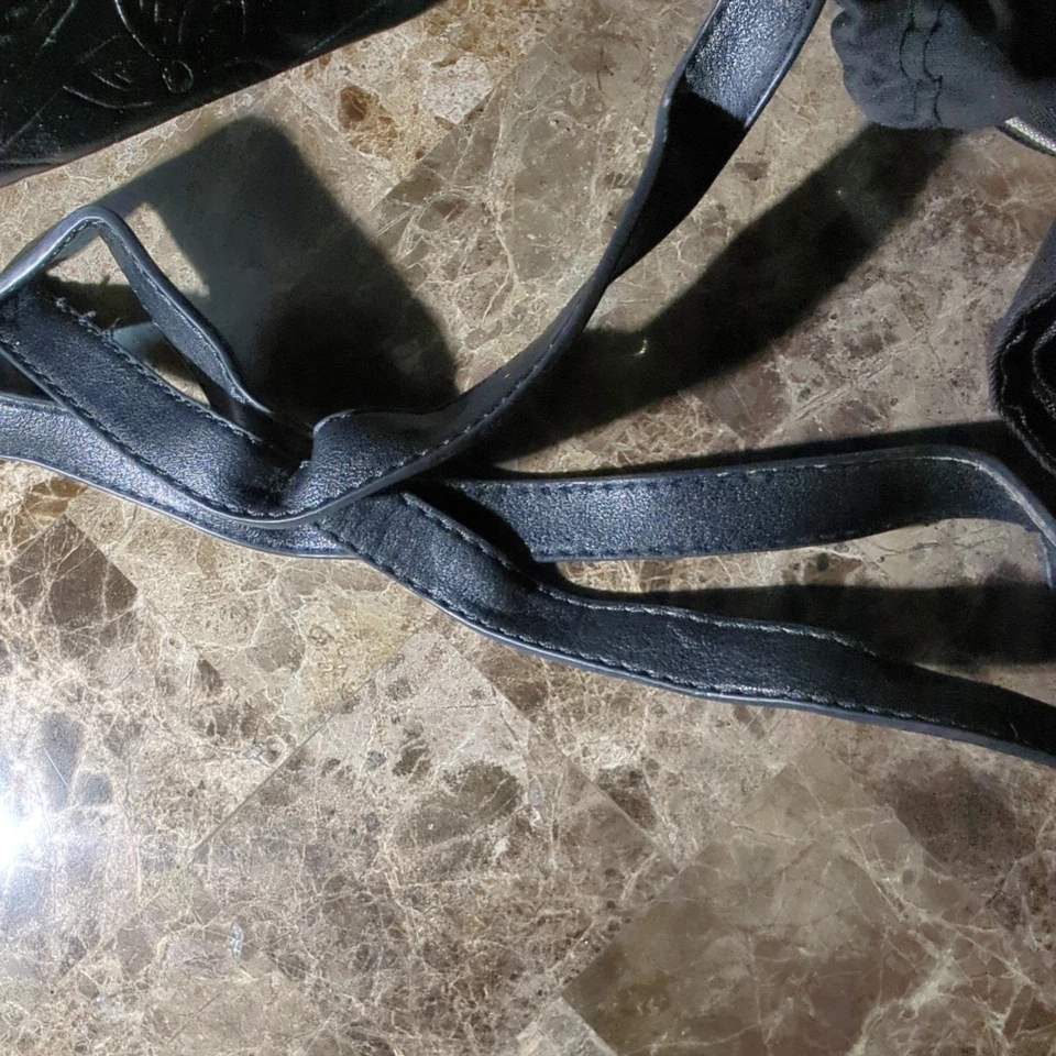 100% Authentic Black Versace Leather With Gold Embroidery floral  - Image 3 of 4