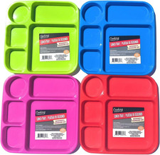 Divided Lunch Tray Bundle-Set of 4 Kids colorful dinner breakfast BPA free mi...