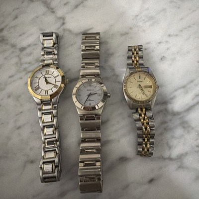 Armitron, Elgin and Pulsar  Vintage Womens Wristwatch Lot of 3, Silver-Gold Tone