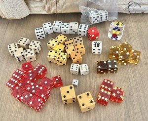 Lot of 53 Vintage Game Dice Red Butterscotch .75” Bakelite Lucite + Tested (C)