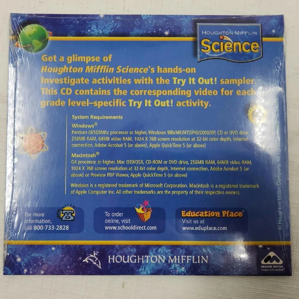 New Sealed - Houghton Mifflin Science Interactive Lab Videos CD-ROM Sampler - Image 2 of 3
