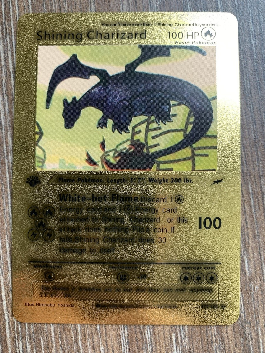 Ultra Rare Shining Charizard -107/105 Gold Foil Pokemon Card