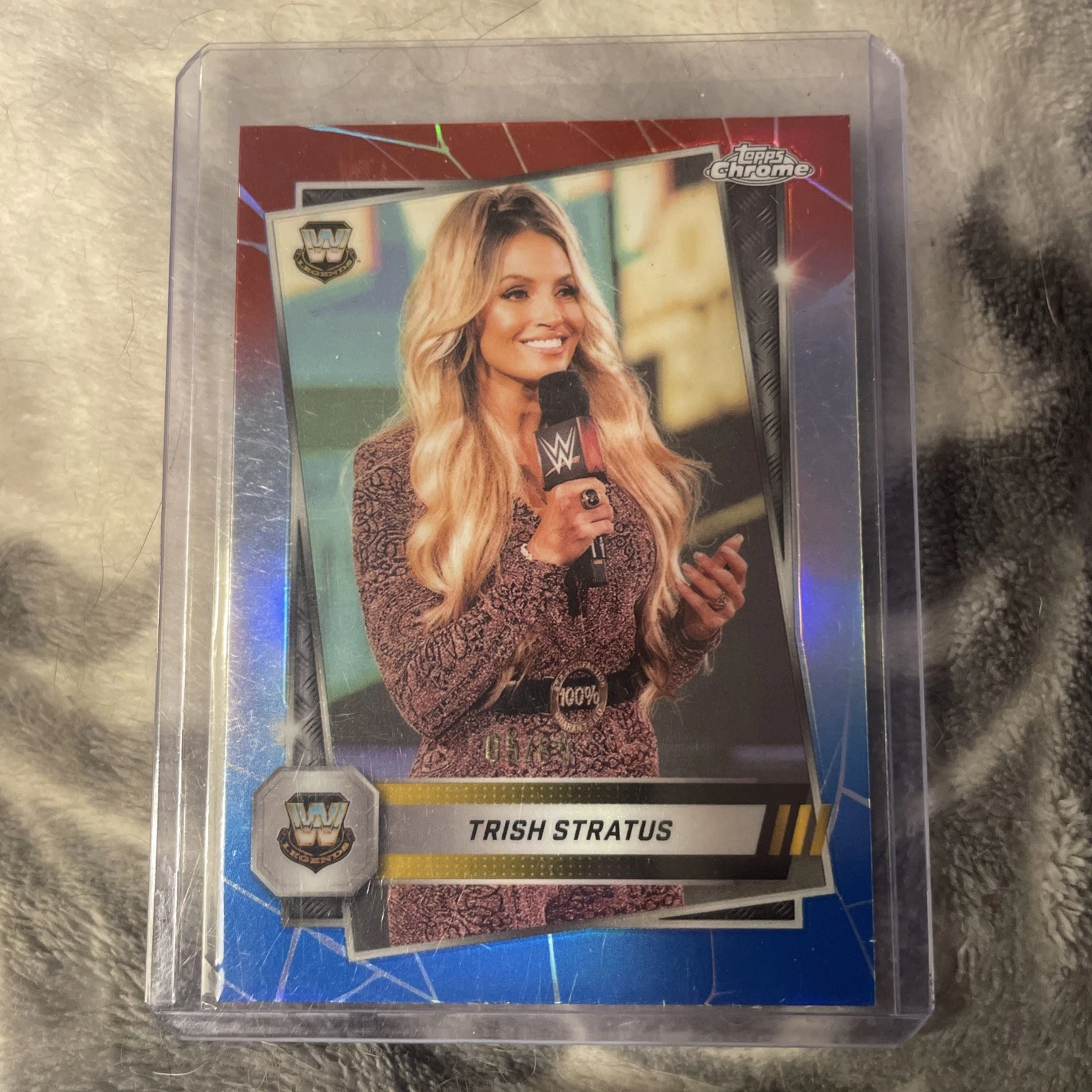 2025 Topps Chrome WWE Trish Stratus #190 Red White Blue Refractor 05/85