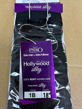 Indio Remy Human Hair Straight Weft Extension 18in Color 1B Black