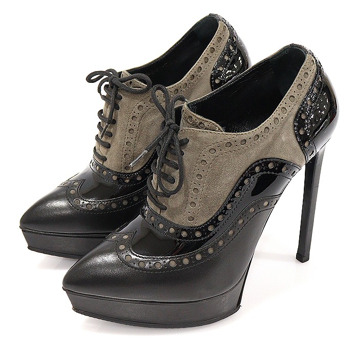 Decolte donna Oxford Saint Laurent pelle nera marrone scamosciata 36 5 124411659