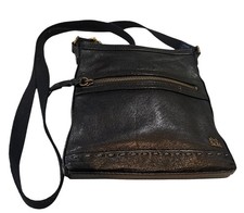 The Sak black leather crossbody purse with adjustable straps boho