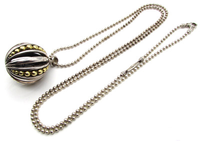 Lagos Sterlingsilber & 18K Gold Kugel Anhänger Halskette 34'' 43,3 g