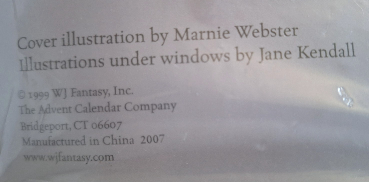 VTG 1999 Marnie Webster “Waiting For Santa”  24 Day Advent Calendar, New, Sealed