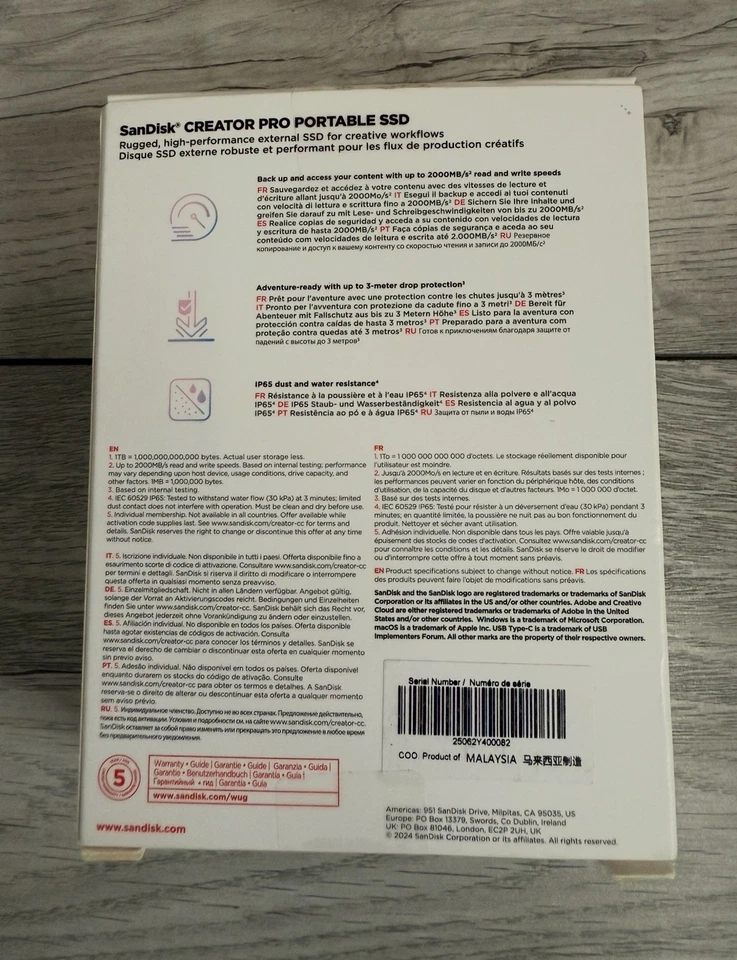 SanDisk Creator Pro 2 TB USB Type-C USB 3.2 Gen 2x2 Blue - Image 2 of 2