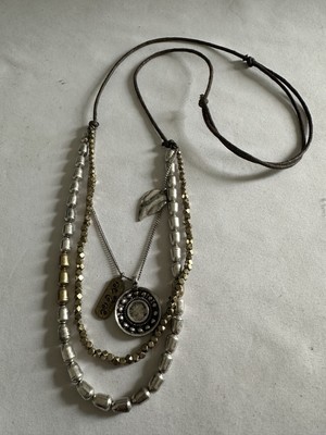 J. Jill  Very Beautiful Mixed-Metal Cascading Necklace Beaded Leather Adjustable