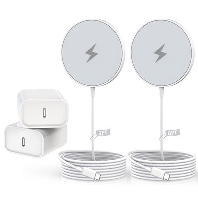 Magnetic Wireless Charger 15W 2-Pack for iPhone 17/16/15, AirPods - Fast Chargin