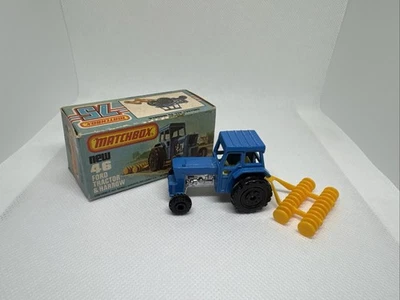 VINTAGE 1977 MATCHBOX LESNEY 1/64 FORD TRACTOR W/ HARROW DISK IN BOX #46 - Image 1 of 4