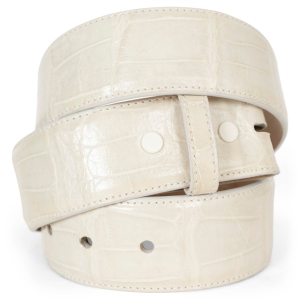 73831 Auth KIESELSTEIN-CORD creme Kroko 1,5" Gürtel Riemen 3