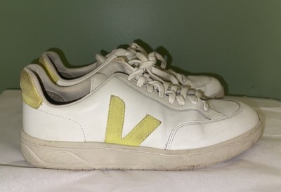 VEJA Campo White Yellow Leather Trainers Sneaker Shoes Lace up Women's Size 10