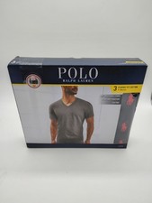 Polo Ralph Lauren Men  s Classic Fit Cotton V-Neck T-Shirt 3 Pk Black Sz M