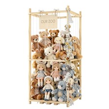 Stuffed Animal Storage Organizer, Wooden Cute Zoo Toy Holder for Rooms, Playr...