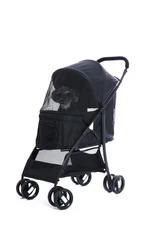 4 Wheels Pet Stroller,Easy-Foldable Dog Cat Cage Jogger Stroller with Weather...