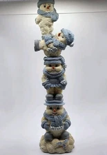 THE ENCORE GROUP INC CHRISTMAS HOLIDAY STACKED UP SNOWMANS FIGURINE 9" X 2"