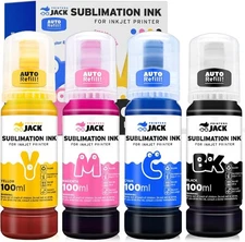 Printers Jack 4x100ml Sublimation Ink Auto 400ml, Black/Cyan/Magenta/Yellow 