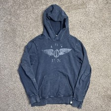 Vintage Polo Ralph Lauren Military Hoodie Blue Men  s Size M Distressed Graphic