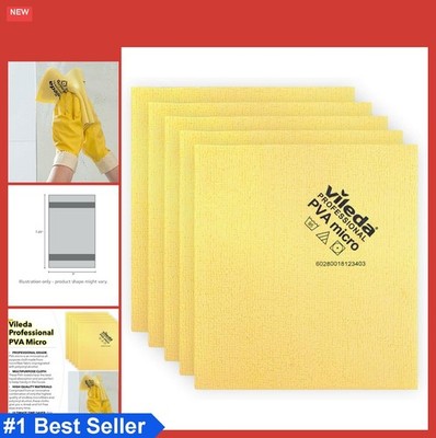 PVA Microfiber Cleaning Cloths 5 Pack Yellow Absorbent Streak Free Chamois