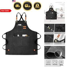 Canvas Apron for Men Women Cooking Work Apron with Pockets Adjustable