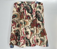 Vtg RALPH LAUREN Blue Label Cotton JACOBEAN Floral BOHO PRINT Midi Skirt Sz 6